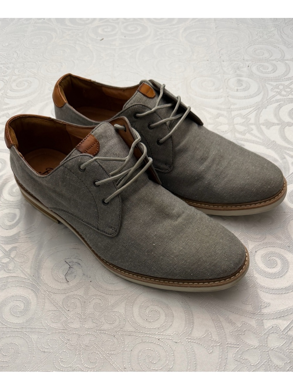 Florsheim Men’s 11.5 Gray Canvas Lace-Up Dress Casual Shoes